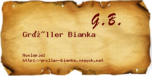 Gröller Bianka névjegykártya